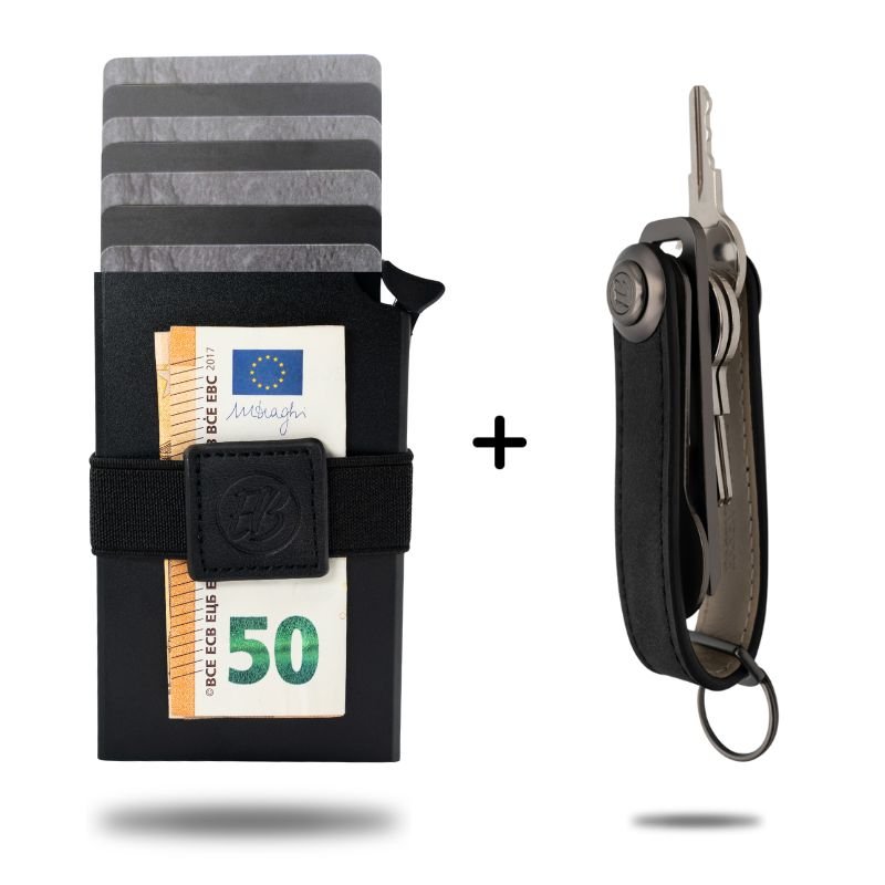 Cardholder + Schlüsseletui Set, Mit Geldklammer, RFID-Schutz, Für viele  Scheine, Karten, Schlüssel, Vegan
