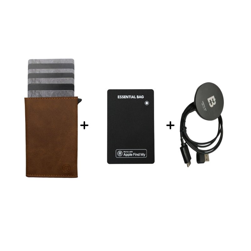 Essential Value Set | Portemonnaie, Schlüsseletui, AirTag Schlüsselanhänger, Ladekabel | Herren & Damen | vegan | RFID