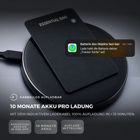 10 Monate Akku pro Ladung – Tracker Karte auf dem induktiven Ladekabel