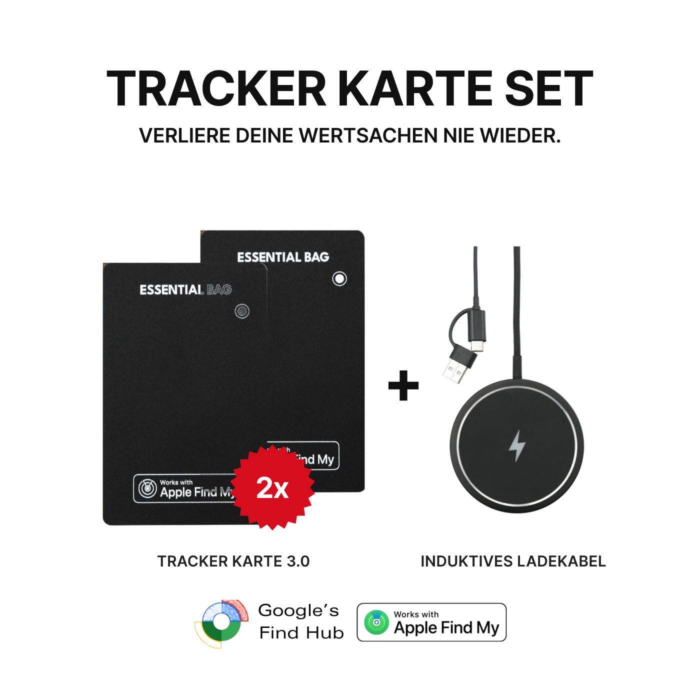 Tracker Karte Set – 2× Tracker Karte 3.0 und induktives Ladekabel