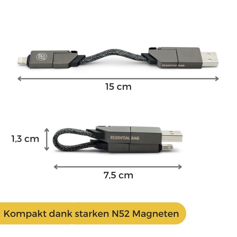 Multi Ladekabel, Handy mit Handy laden, USB C Kabel, iPhone Lightning  Ladekabel, Magnetisches Mini Schnellladekabel für unterwegs